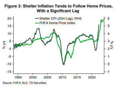 Shelter inflation versus home prices